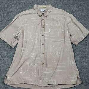 Columbia River Lodge Tan Cotton Button Down Shirt Men’s Large
